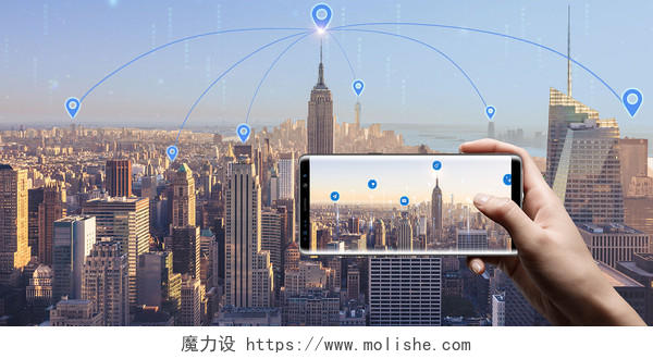 城市科技感定位导航背景科技全球定位导航